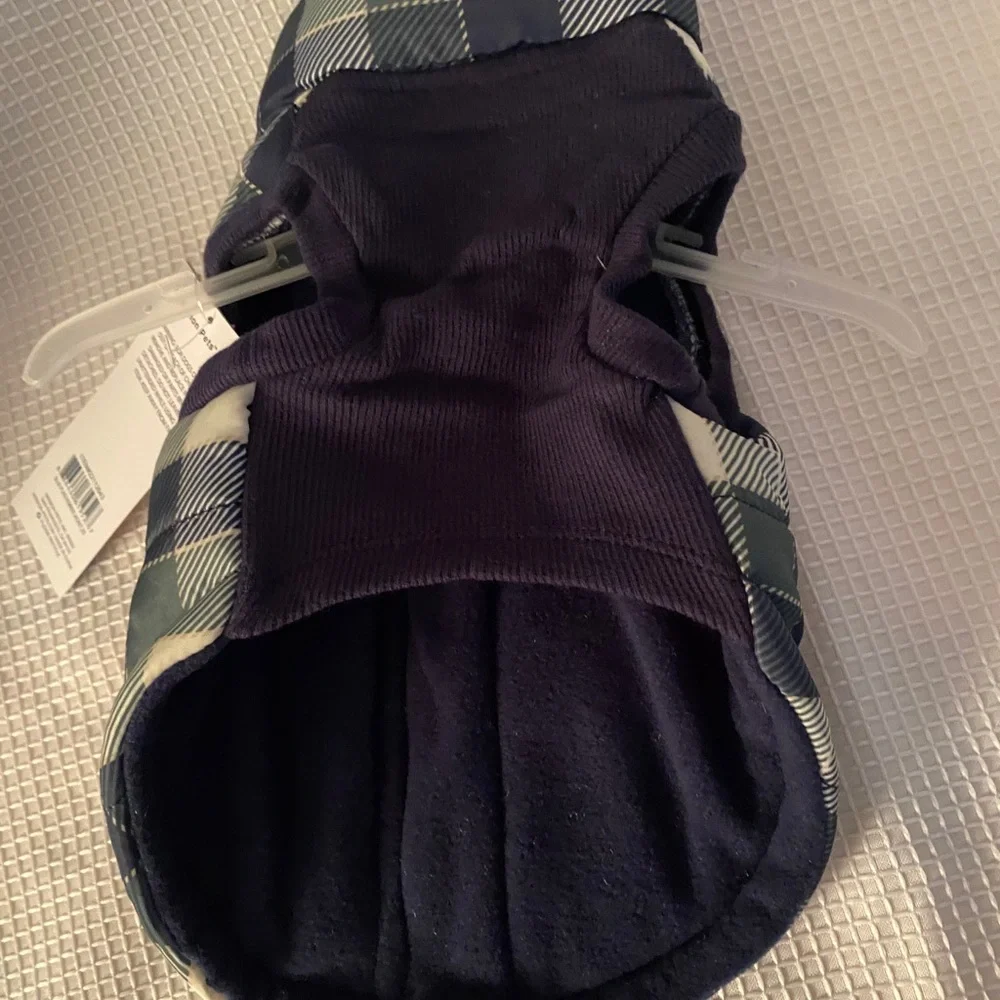 Wag-A-Tude Blue Plaid Bomber Dog Jacket- XS